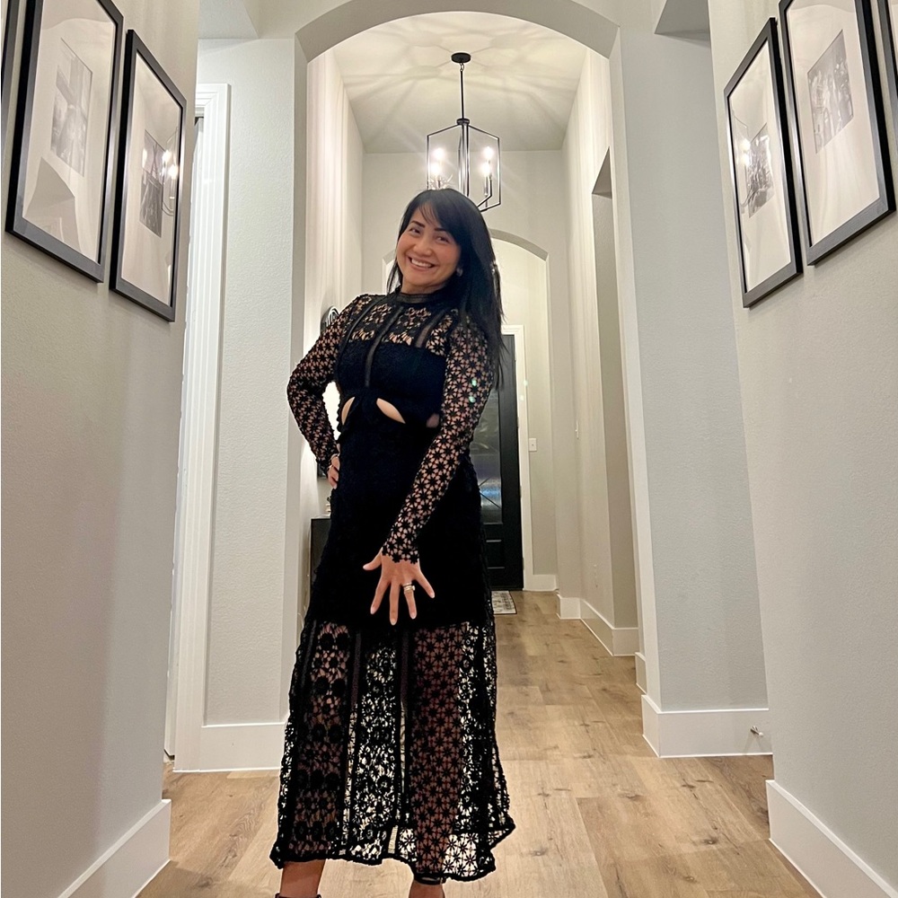 Self-Portrait Black Sheath Dress Long Sleeve Mock Neck